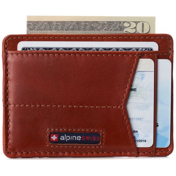 Alpine Swiss Men RFID Safe Minimalist Front Pocket Wallet Small Slim Card Holder - Picture 6 of 6